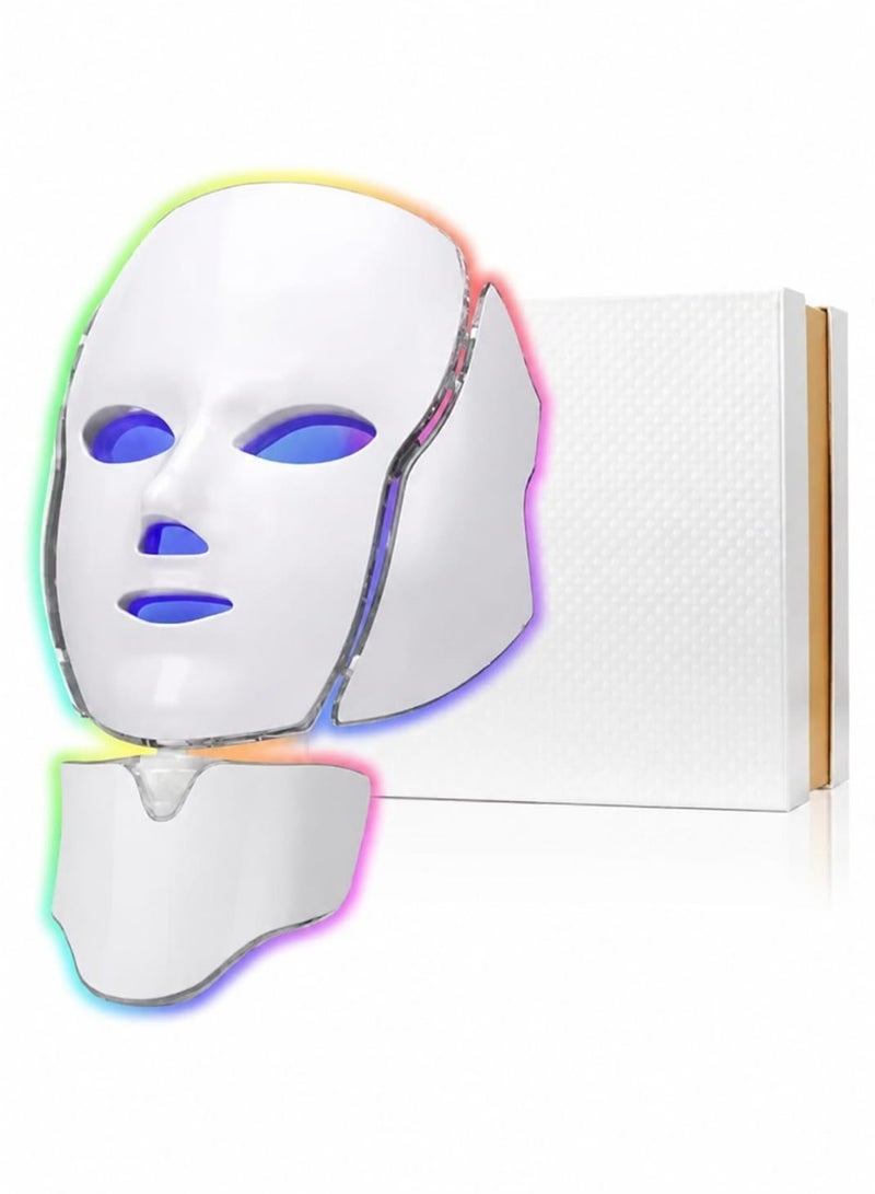7 Colors LED Light Facial Mask Skin Therapy Skin Care Mask with Neck for Beauty Salon and Home Use - Image 1
