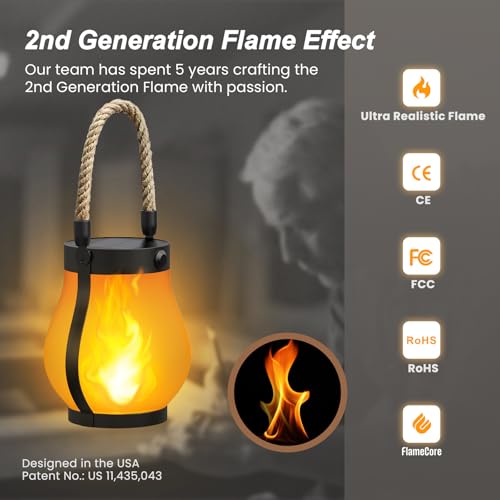 Hompavo Gen2 Solar Lanterns Outdoor with UltraReal Flame Dual Charging USBSolar 2 Mode Waterproof Decorative HangingTable Lights for Yard Patio Garden Birthday Mothers Day Gifts for Women 2 - Image 3