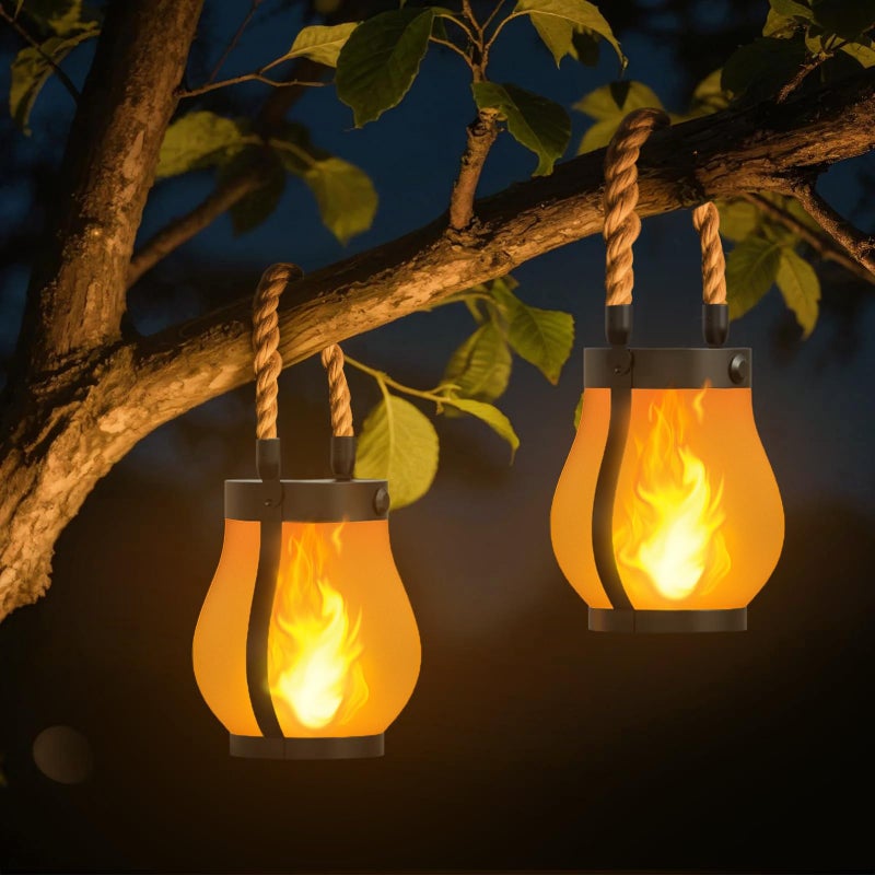 Hompavo Gen2 Solar Lanterns Outdoor with UltraReal Flame Dual Charging USBSolar 2 Mode Waterproof Decorative HangingTable Lights for Yard Patio Garden Birthday Mothers Day Gifts for Women 2 - Image 2