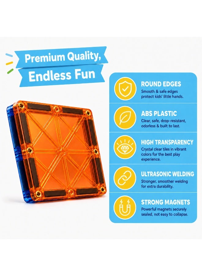 GRAFLO Magnetic Tiles 110 Pcs Building & Construction Set Vibrant 3D Building Toys - Magnetic Tiles for Kids - STEM Toy - Magnet Puzzles Stacking Blocks for Boys Girls - Ages 3-10 - Image 4