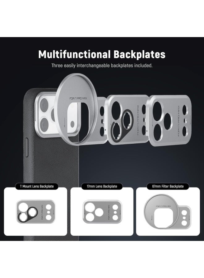 NEEWER Modular Phone Video Cage for iPhone 17 Pro Max, TPU+PC Protective Camera Case Compatible with MagSafe & Moment Lenses, Built-in 67mm Filter Ring & 17mm T Mount Lens Backplates - Image 2