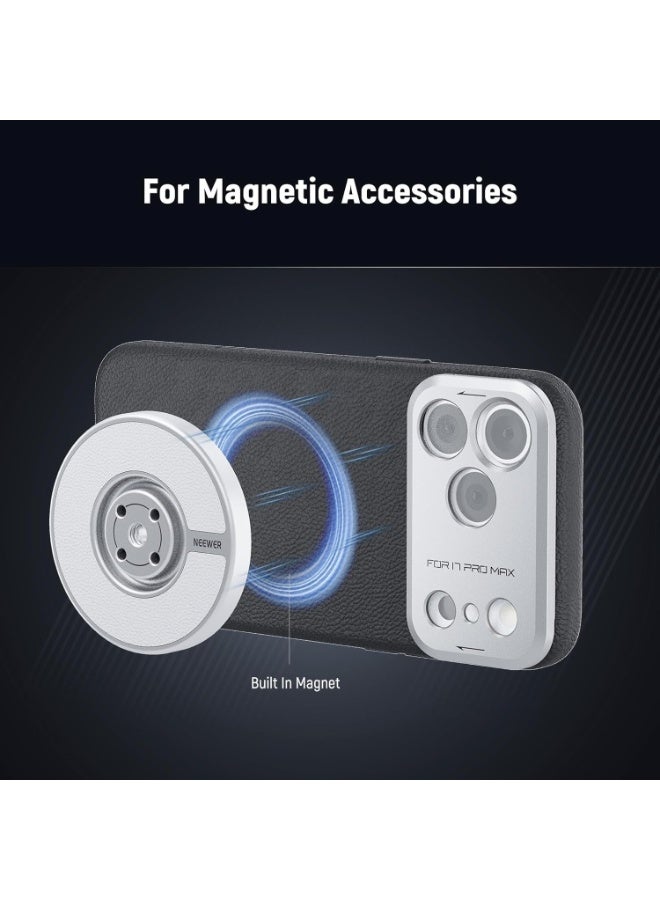 NEEWER Modular Phone Video Cage for iPhone 17 Pro Max, TPU+PC Protective Camera Case Compatible with MagSafe & Moment Lenses, Built-in 67mm Filter Ring & 17mm T Mount Lens Backplates - Image 5