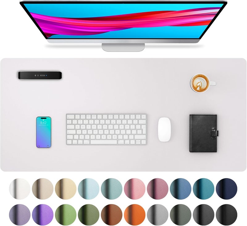 Aothia Desk Pad, PU-Leather Desk Mat, Mouse Pad, Non-Slip Desk Protector, Waterproof Desk Writing Pad for Office and Home (Pale Lavender-White, 80 x 40 cm) - Image 1