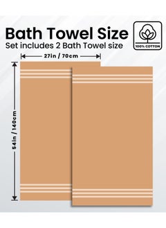 Infinitee Xclusives Infinitee Xclusives Premium Cotton Bath Towels Set of 2, 27 x 54 Inches (70 cm x 140 cm) Soft, Highly Absorbent, Quick Dry Towels - Perfect Towels for Bathroom, Gym, Spa & Hotel (Comic Sand)  - Image 5