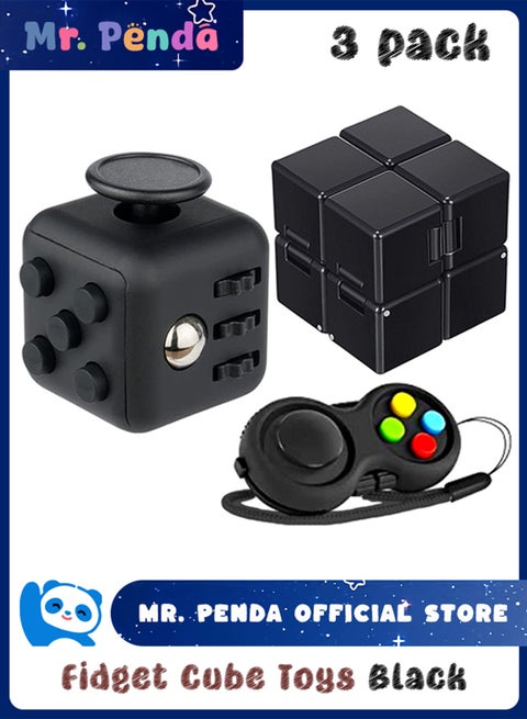 Lot De 3 Fidget Cube Antistress – Cube Infini, Pad Et Controller, Cadeau Sensoriel Pour Enfants Adultes
