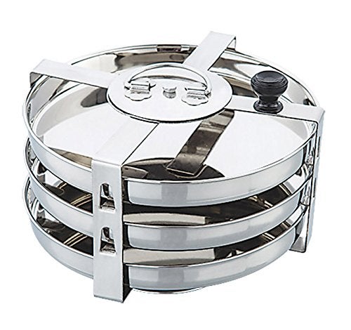 Expresso Stainless Steel Dhokla Stand with Handle, 3 Piece, Silver