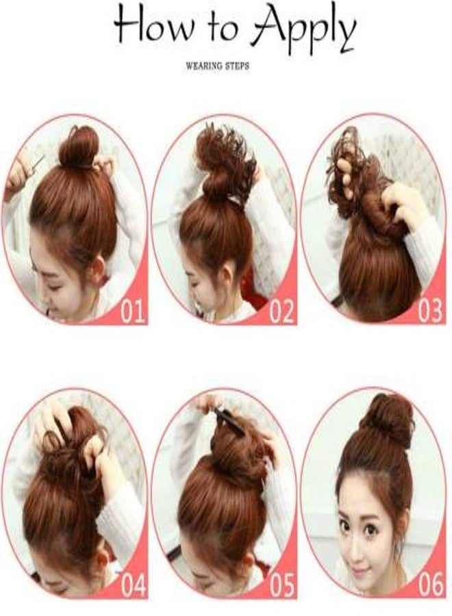 أس سمارت وصلات شعر SSMART على شكل كعكة شعر مموجة ومجعدة وفوضوية على شكل كعكة دونات، شعر مستعار بني، عبوة من قطعة واحدة - Image 3