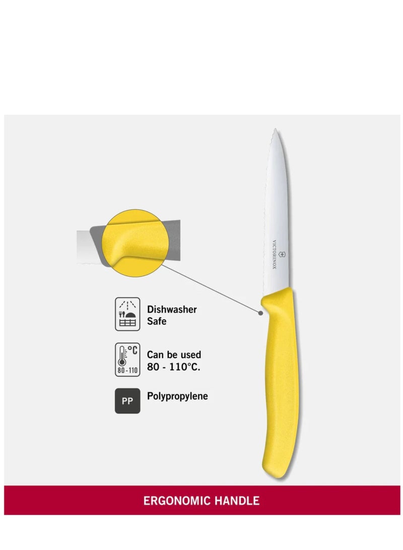 فيكترونوكس فيكتورينكس سكين تقطيع كلاسيكي متعرج 4" برأس حاد مقبض أصفر - Image 3