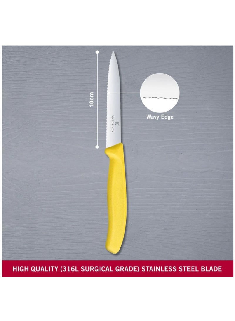 فيكترونوكس فيكتورينكس سكين تقطيع كلاسيكي متعرج 4" برأس حاد مقبض أصفر - Image 2
