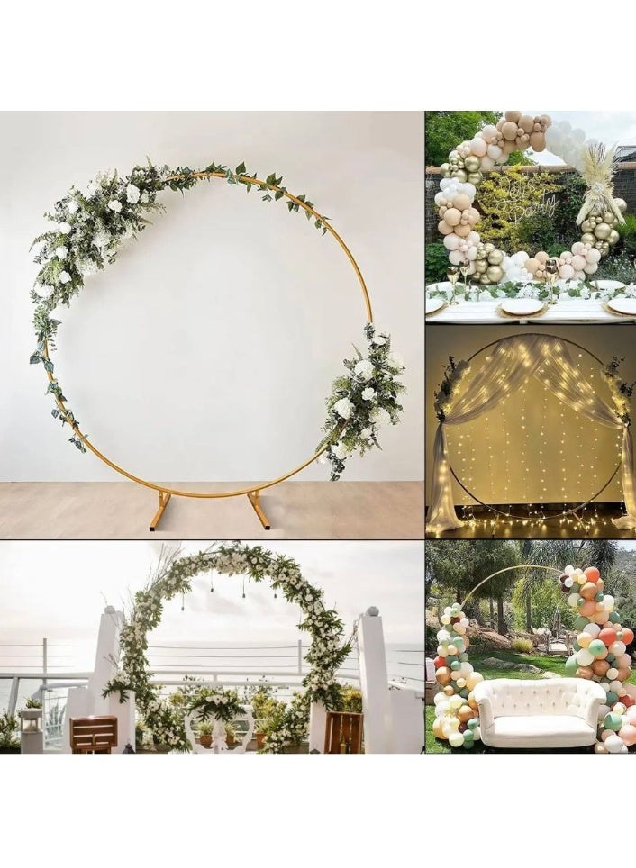 PARTY FUN Gold Metal Round Balloon Arch,2m Balloon Hoop Stand Circle Wedding Arch Flower Ring Stand for Birthday, Wedding, Baby Shower,Grad Party Decoration,Christmas - Image 5