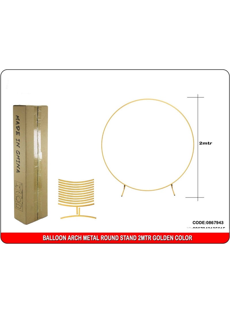 PARTY FUN Gold Metal Round Balloon Arch,2m Balloon Hoop Stand Circle Wedding Arch Flower Ring Stand for Birthday, Wedding, Baby Shower,Grad Party Decoration,Christmas - Image 2