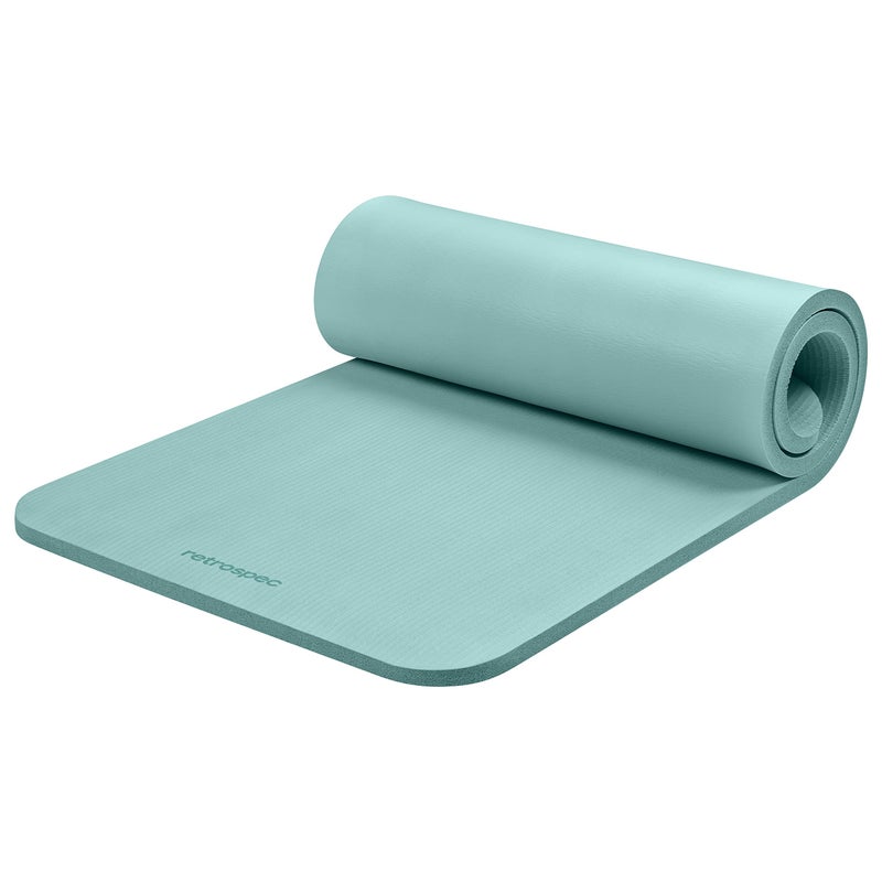 Retrospec Solana Yoga Mat 1" Thick w/Nylon Strap for Men & Women - Non Slip Exercise Mat for Home Yoga, Pilates, Stretching, Floor & Fitness Workouts - Blue Ridge - Image 1