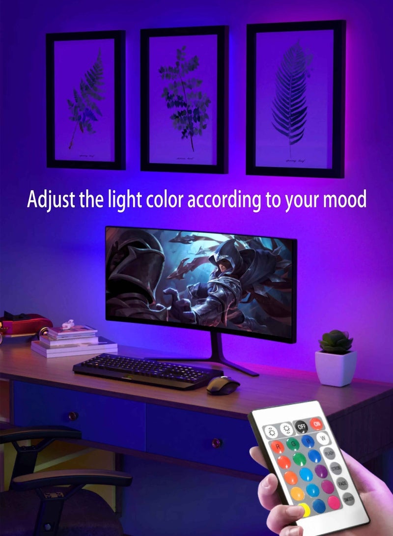 إرنيا شريط إضاءة ليد RGB، إضاءة قيمنق ملونة، مزود بجهاز تحكم عن بُعد، يعمل عبر USB، مقاوم للماء، ألوان RGB 5050 زاهية، مثالي كإضاءة ليد لتزيين الغرف وغرف النوم، شريط جداري متعدد الألوان، DIY، بطول 2 متر - Image 2