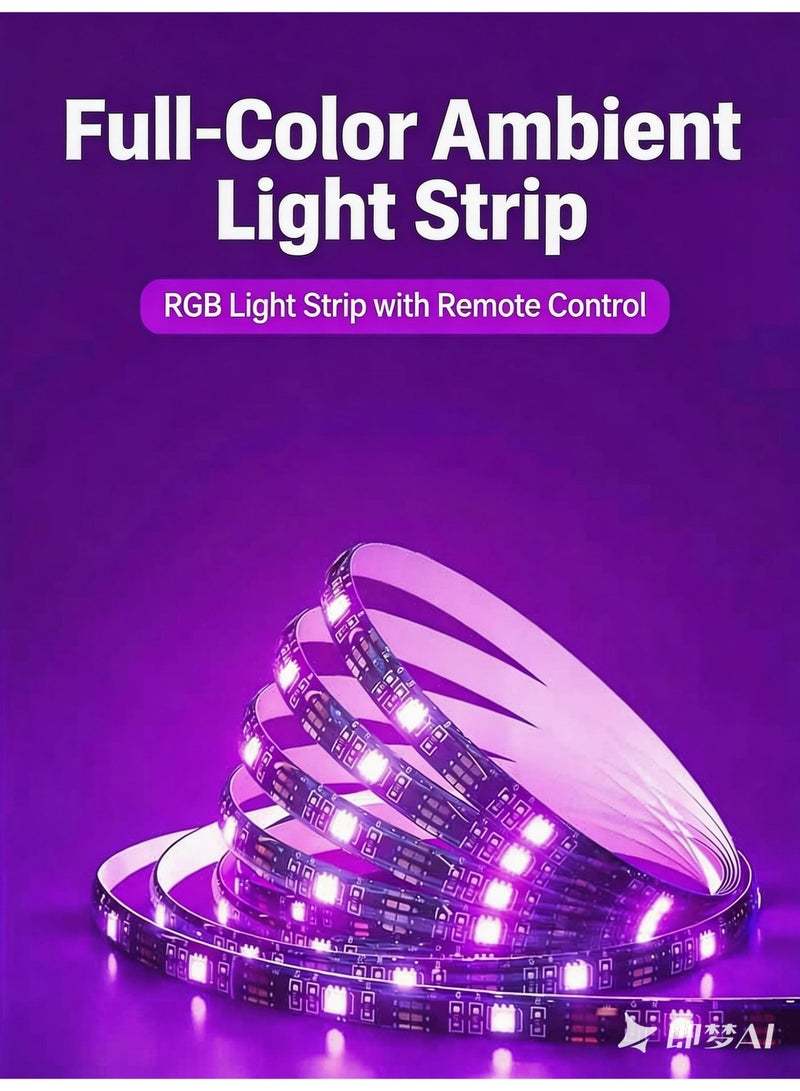 إرنيا شريط إضاءة ليد RGB، إضاءة قيمنق ملونة، مزود بجهاز تحكم عن بُعد، يعمل عبر USB، مقاوم للماء، ألوان RGB 5050 زاهية، مثالي كإضاءة ليد لتزيين الغرف وغرف النوم، شريط جداري متعدد الألوان، DIY، بطول 2 متر - Image 4