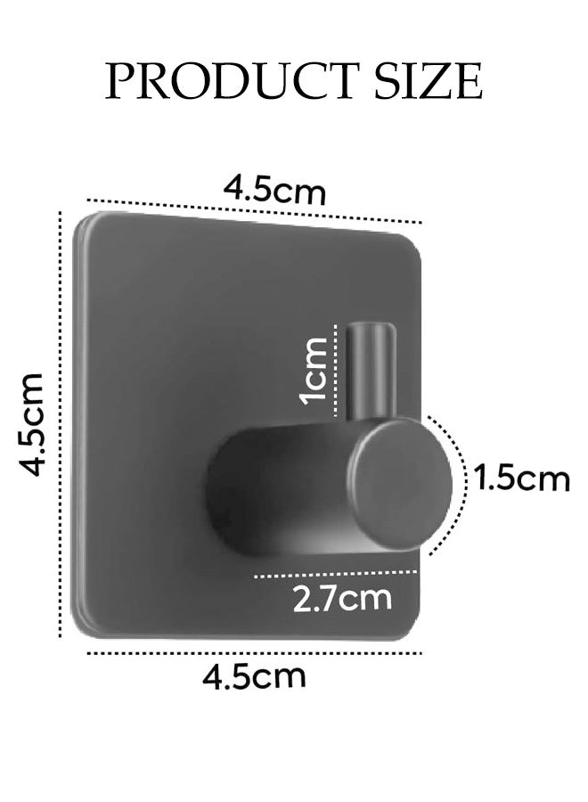 DUNISO 4-Pieces Self Adhesive Hooks for Hanging,Waterproof 304 Stainless Steel Hooks for Hanging Coat,Hat,Robe or Towel ,Single Organizer for Bathroom and Kitchen(Black) - Image 2