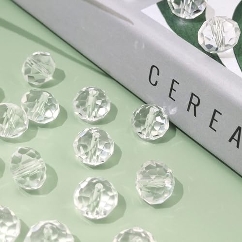 Coiris 12MM Clear Glass Crystal Beads Faceted Rondelle Shape Beads for Jewelry DIY or Making & Design (12MM, GB-1007) - Image 5