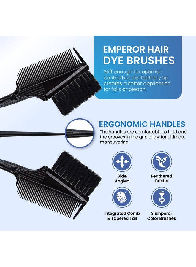 Salon Supply Co Emperor Hair Dye Brushes - 3 Angled Tint Brushes with Integrated Combs - Hair Dye Brush Applicator - Hair Root Touch Up Brush - Color Brushes for Hair Salon (Black) - Image 3