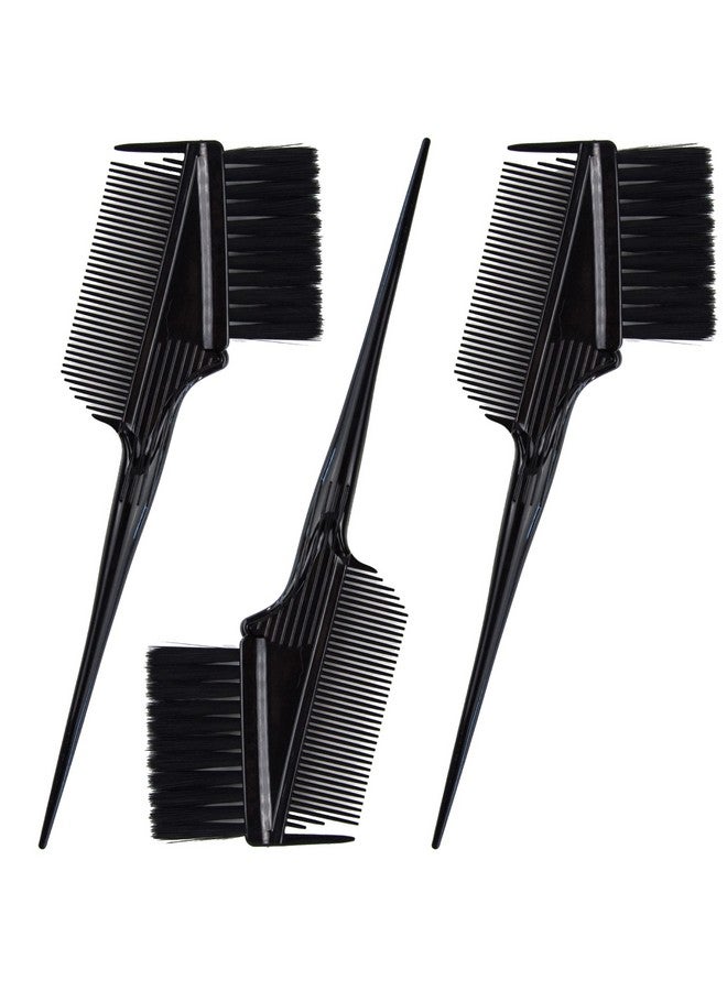 Salon Supply Co Emperor Hair Dye Brushes - 3 Angled Tint Brushes with Integrated Combs - Hair Dye Brush Applicator - Hair Root Touch Up Brush - Color Brushes for Hair Salon (Black) - Image 1
