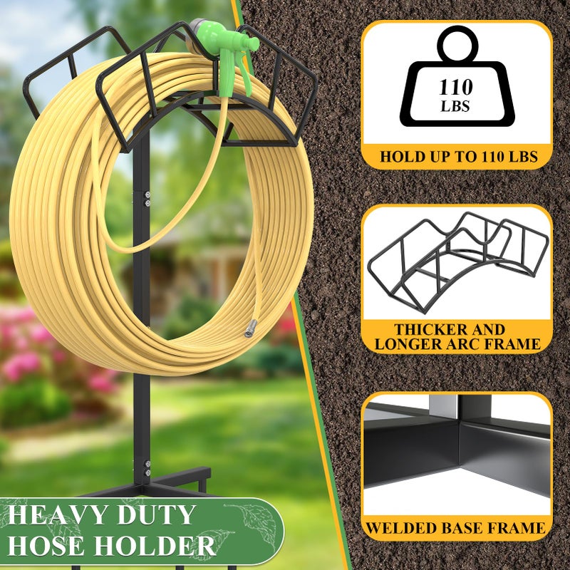 Qatsrin Super Stable Garden Hose Holder, Removable Water Hose Holders Stand Holds 150-Feet Hose, Detachable Hose Storage Hanger Rack for Outside Yard Lawn Farm, Black - Image 2