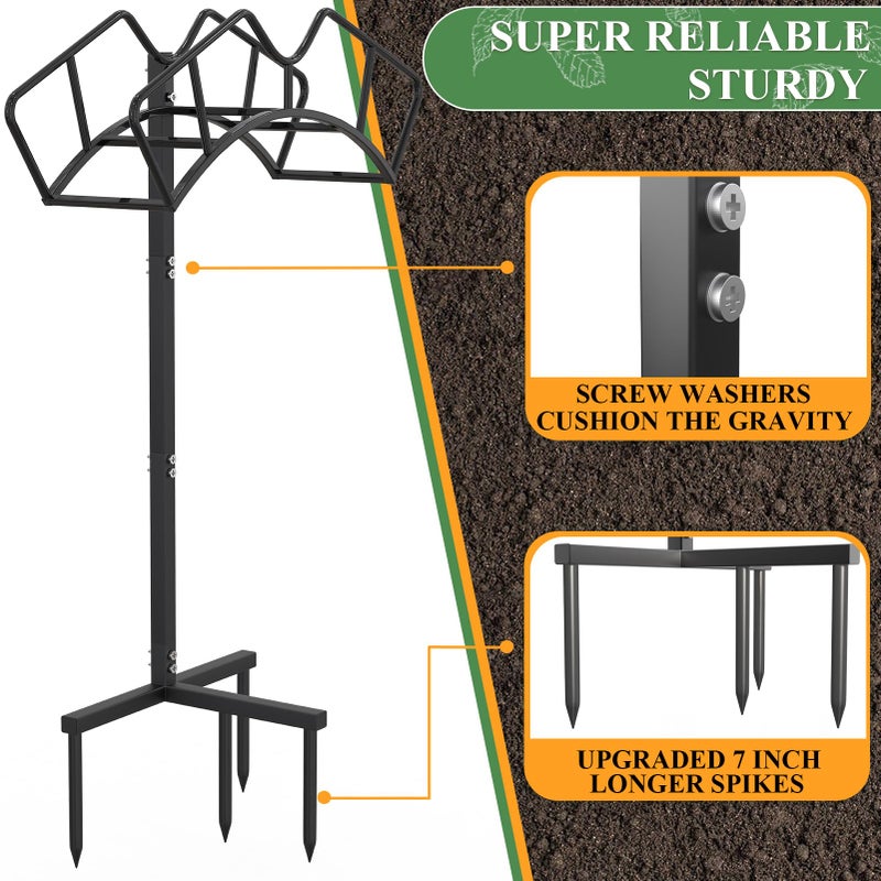 Qatsrin Super Stable Garden Hose Holder, Removable Water Hose Holders Stand Holds 150-Feet Hose, Detachable Hose Storage Hanger Rack for Outside Yard Lawn Farm, Black - Image 4