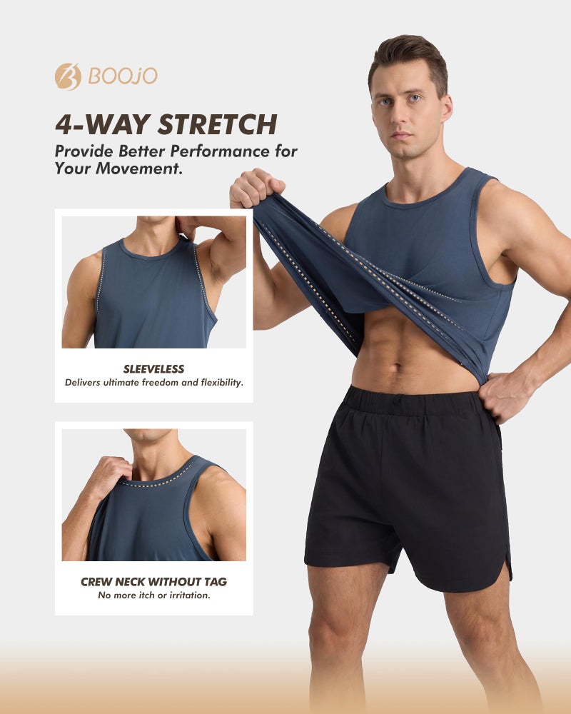 BOOJO 5 Pack Tank Tops Men - Quick Dry Moisture Wicking Summer Workout Muscle Sleeveless Shirts for Gym Beach Running - Image 3