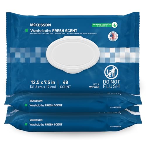 McKesson Washcloth Wipes for Adults Scented 3 Pack 144 Washcloths Disposable Wash Cloths for Body NoRinse Formula with Snap Lid Good for Incontinence and Elderly 48 Wipes Per Pack - Image 2