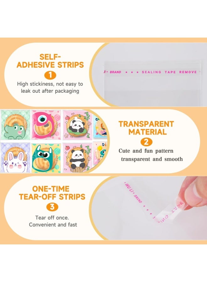 روعة 100 قطعة أكياس ملفات تعريف الارتباط لطيفة ذاتية الختم ، أكياس وجبات خفيفة ذاتية اللصق مقاس 7 × 7 سم ، أكياس هدايا من السيلوفان المسطحة لحفلات الأطفال ، أكياس حلوى الزفاف ، أكياس الحلوى ، أكياس التخزين ، أكياس تغليف وتخزين المواد الغذائية الشفافة ، (متعددة الأنماط ، صديقة للبيئة) - Image 3