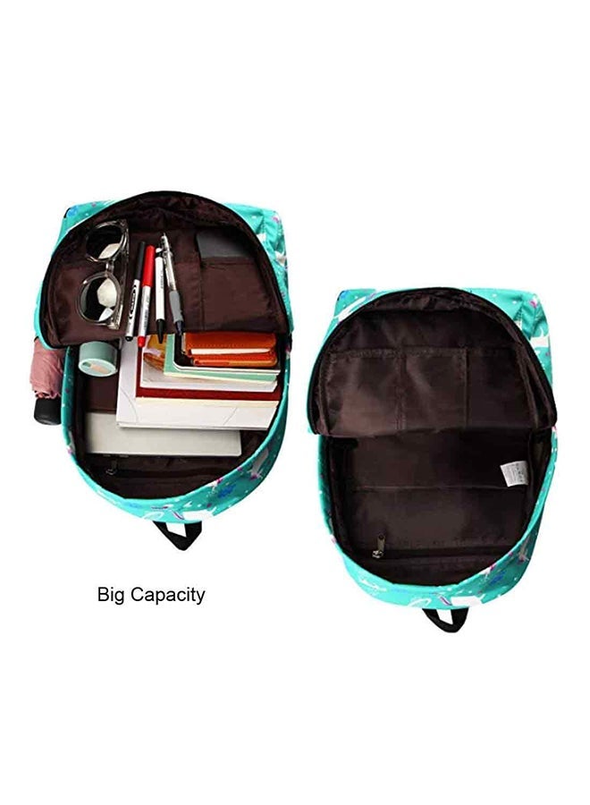 3-Piece Unicorn School Bags Set Green - Image 2