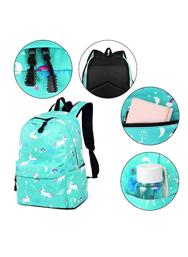 3-Piece Unicorn School Bags Set Green - Image 3