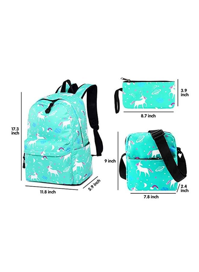 3-Piece Unicorn School Bags Set Green - Image 4