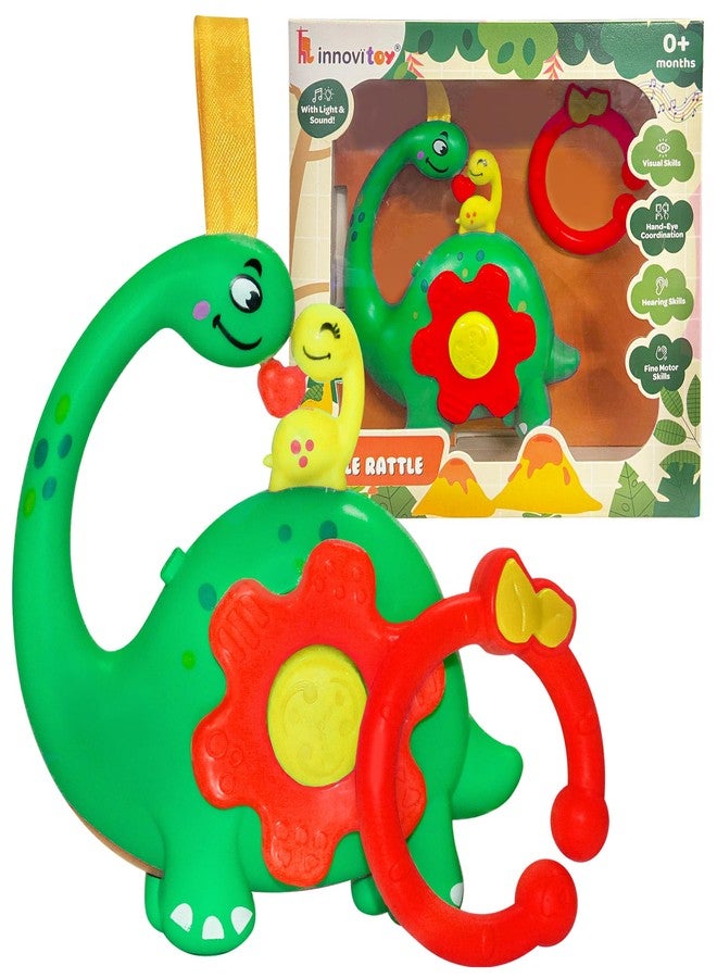 innovitoy Infant Plastic Musical Cradle Rattle New Born Baby Toys For 0-6 Month|With Attachable Loop & Clip|Light-Up Musical Toy, Press Button For 4 Rhymes|Bpa-Free|Baby Gift Set-Made In India(Green) - Image 1