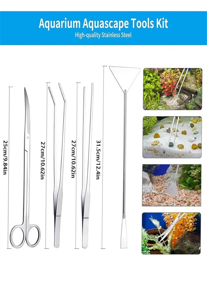 Generic Aquarium Aquascape Tools Kit, 4 in 1 Anti-Rust Aquatic Plant Aquascaping Tool Stainless Steel Tweezers Scissors Spatula  for Fish Tank, Cleaning Plant, Trimming  - Image 2