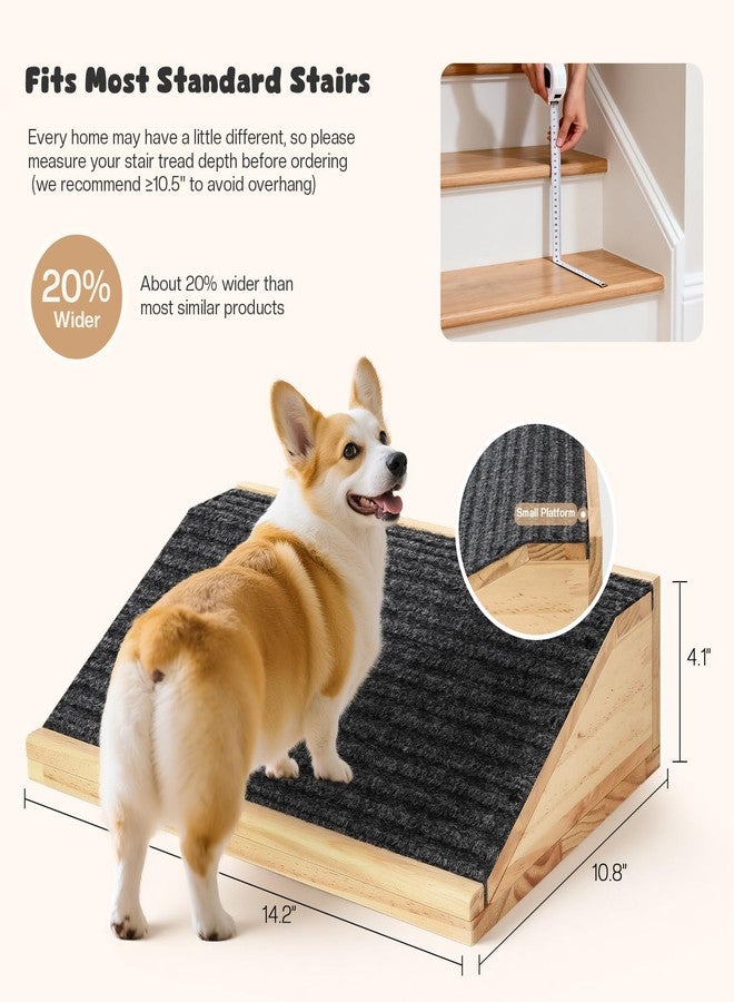 GreenPetopia 3-Pack Wooden Dog Ramp for Stairs, Anti-Slip Pet Steps for Small Dogs with Carpet Surface, Low-Angled Pet Ramps for Staircase, Steps and Stairs Assist for Injured & Aged Pets, Stairs Ramp for Dogs - Image 3