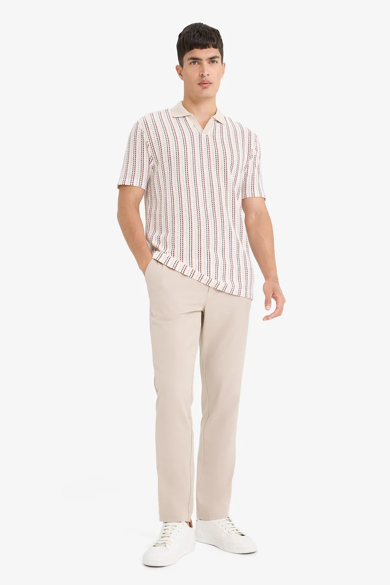 Defacto  Regular Fit Short Sleeve Striped Polo T-Shirt for Men | Best Price UAE