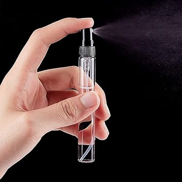 CMJ 2 x 10ml Clear Glass Spray Bottles Atomiser Travel Perfume Liquid Sample Atomizer Black Lid UK SELLER - Image 3
