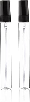 CMJ 2 x 10ml Clear Glass Spray Bottles Atomiser Travel Perfume Liquid Sample Atomizer Black Lid UK SELLER - Image 1