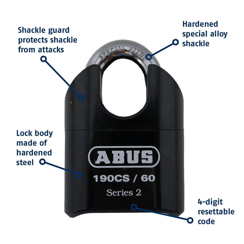 ABUS 190CS/60 High Security Solid Steel Combination Padlock, Closed Shackle - Image 4