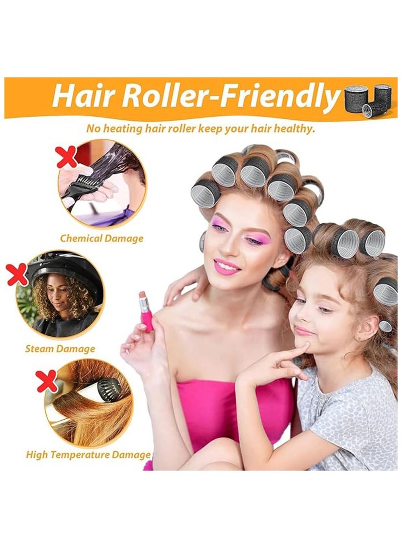 Joychic Hair Rollers With Clips, 39Pcs Self Grip Velcro Curlers With 3 Sizes 64mm 44mm 33mm, Jumbo Rollers for Long Medium Short Hair, Salon Home DIY Hair Dressing - Image 2