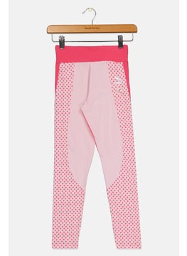 Kids Girl Allover Print Leggings, Pink Combo
