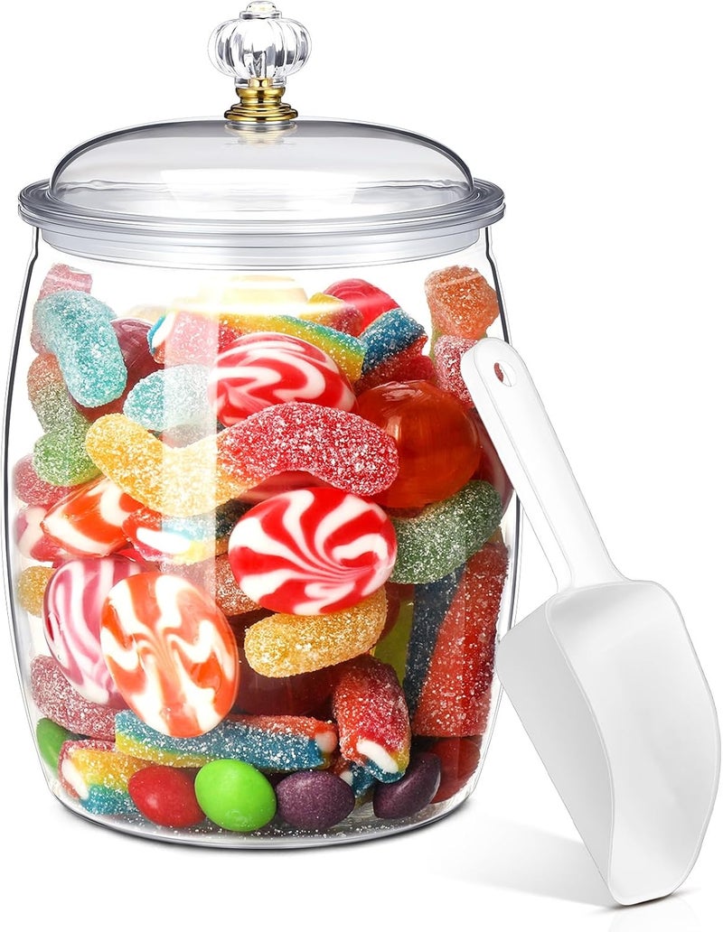 Nuogo 0.5 Gallon/64 oz Candy Jar With Lid and Spoon Clear Cookie Container Candy Jar Large Airtight Apothecary Storage Organization for Wedding Home Kitchen Bar - Image 1
