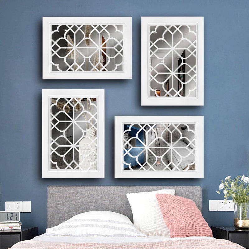 Wocred Set of 2 Rectangular Wall Mirror,Gorgeous Rustic Farmhouse Accent Mirror,White Color Entry Mirror for Bathroom Renovation,Bedrooms,Living Rooms and More(11â€x15â€) - Image 2