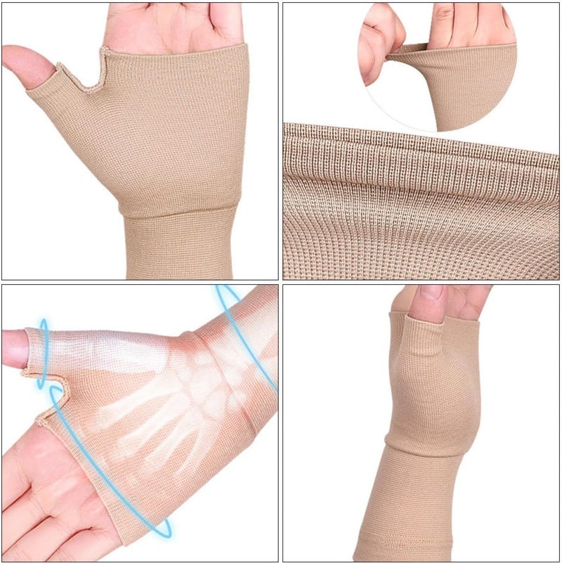 Arthritis Compression Gloves Fingerless for Hand Support Breathable Elastic Pressure Gloves Skin Color M for Sports and Daily Wear - Image 3