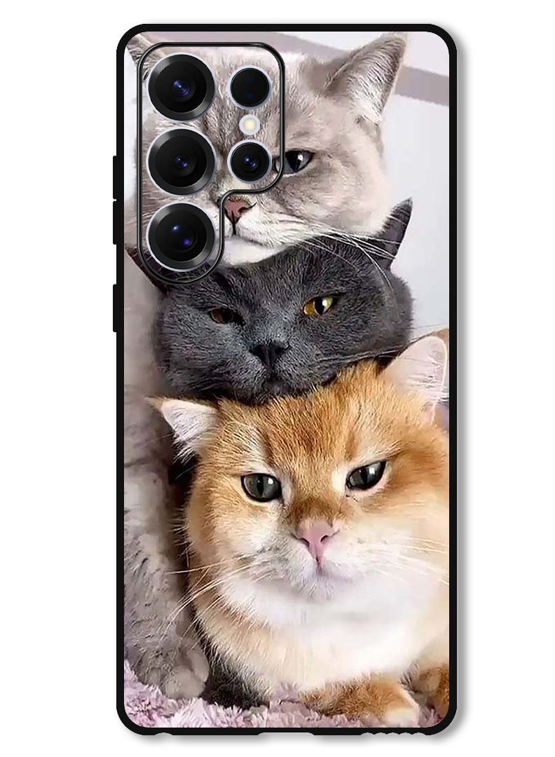 Theodor Protective Case Anti Scratch Shock Proof Bumper Cover For Samsung Galaxy S25 Ultra Cats - Image 1