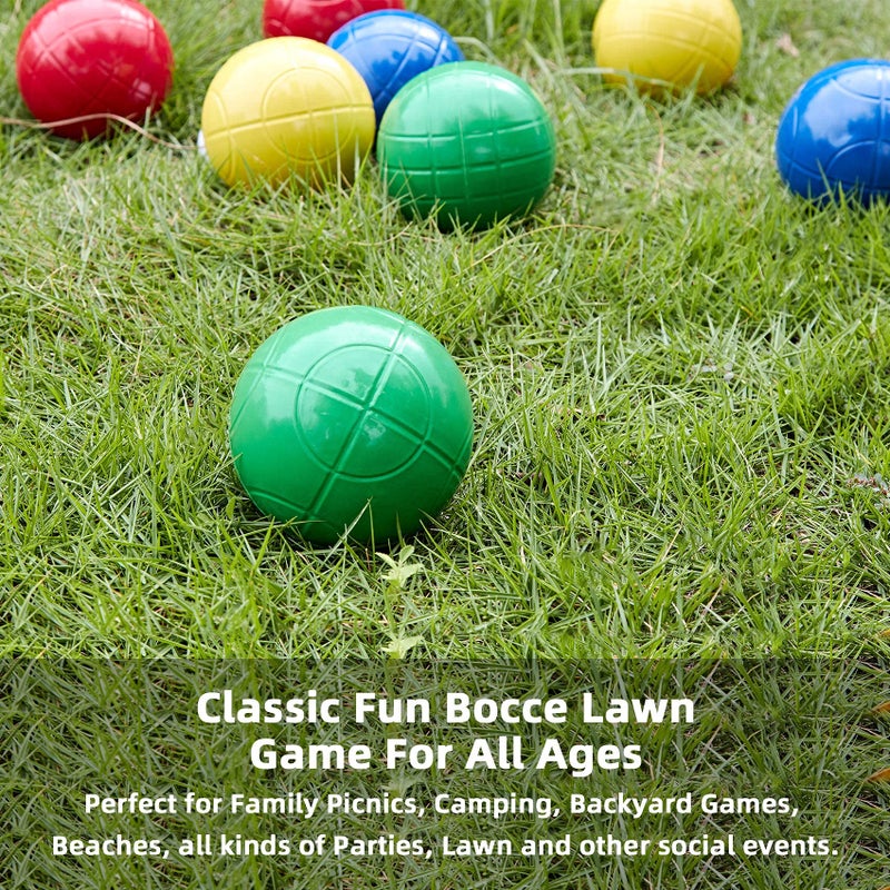 Pointyard 90mm Bocce Ball Set, Lighter Bocce Ball Sets with 8 PE Bocce Balls,1 Pallino,Carrying Bag,Measuring Tape - Family Bocce Game for Outdoor/Yard/Lawn/Beach/Park - Image 4