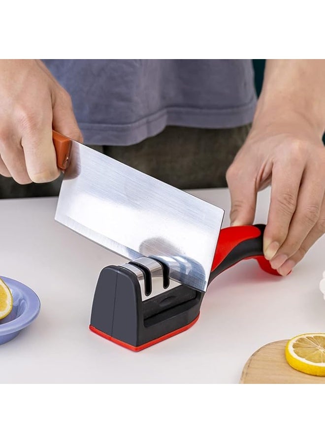 3 in 1 Knife Sharpener with 3 Stages Handheld Knife Sharpener Helps Repair Restore Polish Blades Including Straight Serrated Blades and Scissors  - Image 2