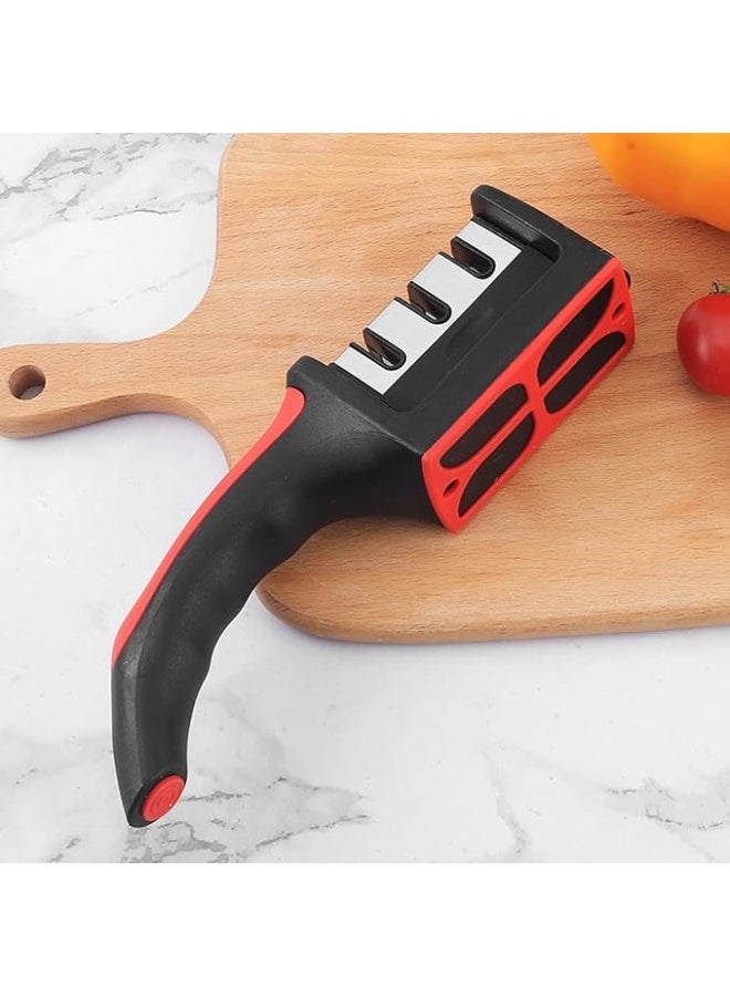 3 in 1 Knife Sharpener with 3 Stages Handheld Knife Sharpener Helps Repair Restore Polish Blades Including Straight Serrated Blades and Scissors  - Image 4