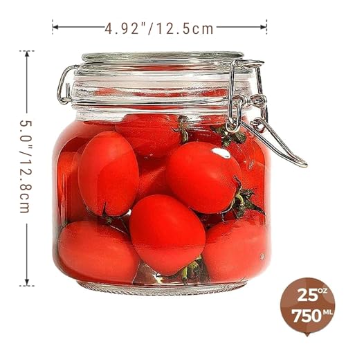HEXONIQ® Clip Top Glass Jar 750ml, Airtight Glass Storage Jars with Lids, Kitchen Storage Container Square Preserving Jar for Ping Cereal,Pasta, Sugar, Beans, Spice, 12.8x12.5 cm, Pack of 4 - Image 3