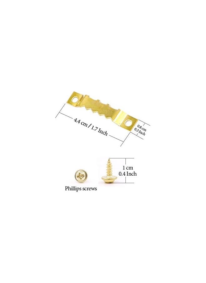 Rustark Rustark 120Pcs Golden Stainless Steel Sawtooth Picture Hangers Frame Hanging Hangers Double Hole with Screws for Picture Painting Frame Cross-stitch  - Image 2