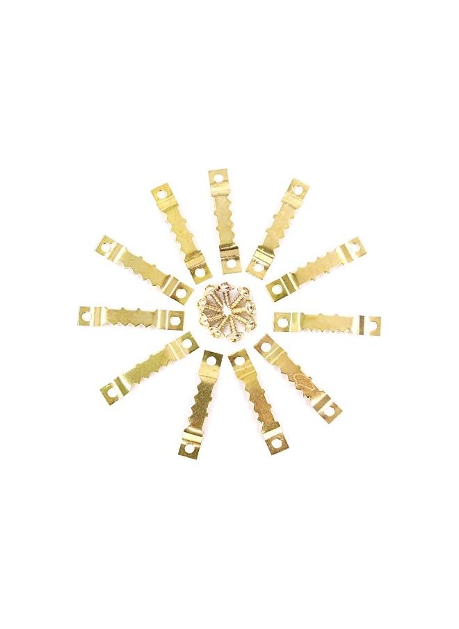 Rustark Rustark 120Pcs Golden Stainless Steel Sawtooth Picture Hangers Frame Hanging Hangers Double Hole with Screws for Picture Painting Frame Cross-stitch  - Image 4
