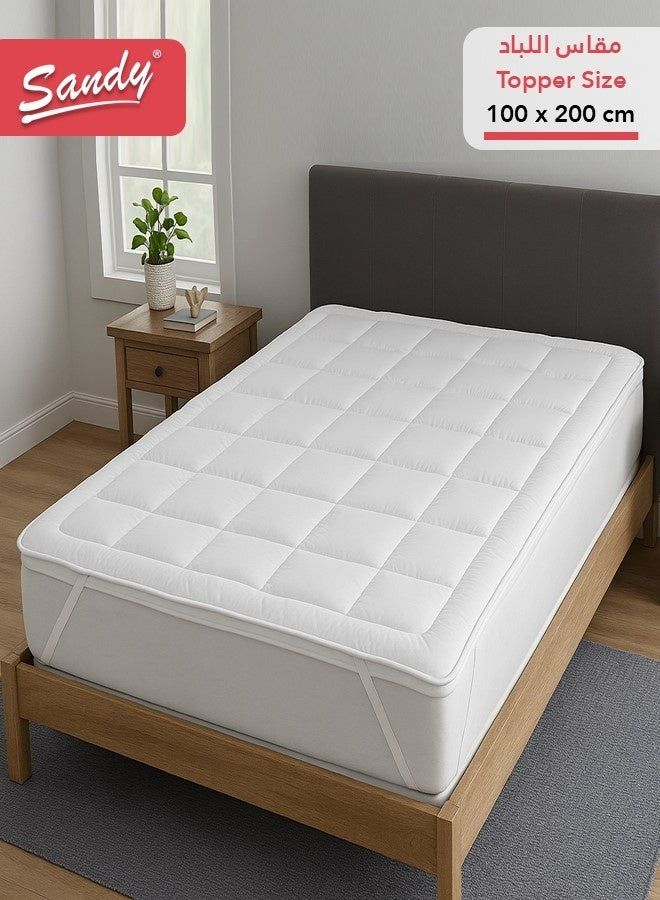 ساندي لباد سرير فندقي فاخر, مقاس مفرد 100×200+8 سم, غلاف مايكروفايبر شديد النعومة, حشوة مزدوجة ناعمة من بديل الريش, مزود بأربطة مطاطية (مقاس نفر سماكة  8 سم) - Image 2